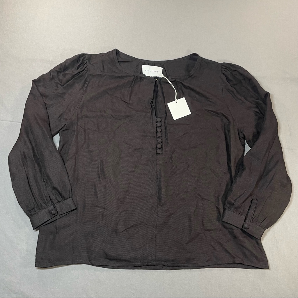 Nwt Maria Stanley Almond Blouse Pullover Top - Black - Womens Medium (?) — image 3 of 8